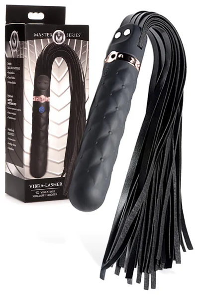 Master Series Vibra-Lasher - Vibrating Silicone Dildo Flogger — image 16 of 20