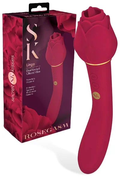 Secret Kisses Rosegasm Lingo - 8" Clitoral Stimulator & G-Spot Vibrator with Flickering Tongue — image 3 of 4