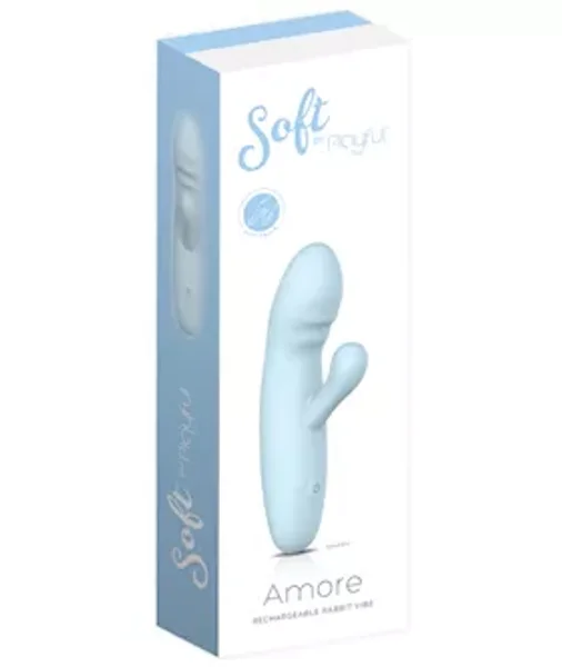 Soft by Playful Amore Rechargeable Rabbit Vibrator Blue — image 6 of 6