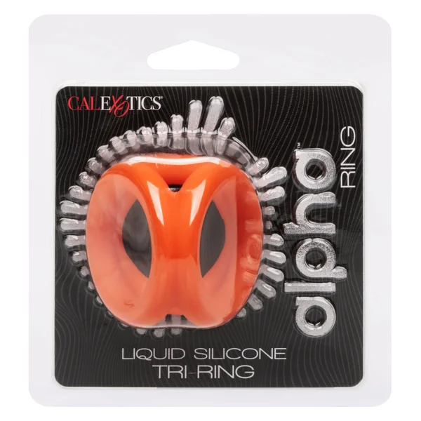 Alpha Liquid Silicone Tri-Ring Cock Ring By CalExotics - Orange — image 21 of 25