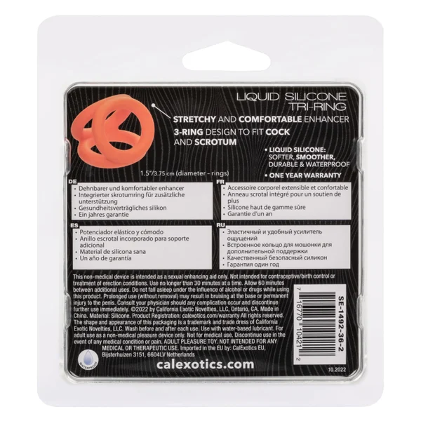 Alpha Liquid Silicone Tri-Ring Cock Ring By CalExotics - Orange — image 22 of 25