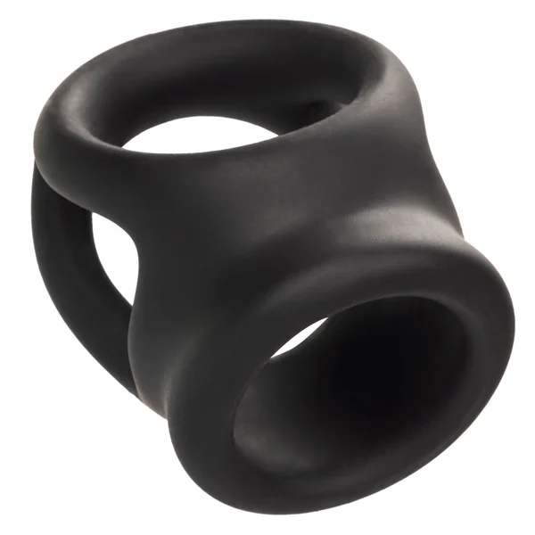 Alpha Liquid Silicone Dual Cage & Cock Ring By CalExotics - Black — image 23 of 25