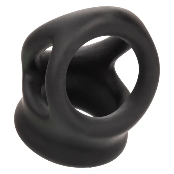 Alpha Liquid Silicone Dual Cage & Cock Ring By CalExotics - Black — image 19 of 25