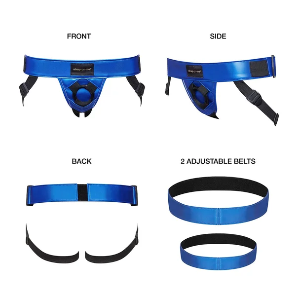Strap-On-Me Curious Leatherette Harness - Metallic Blue — image 19 of 21