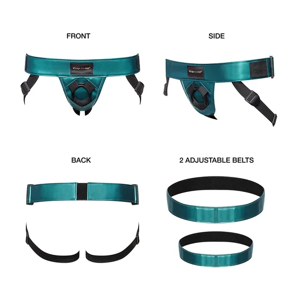 Strap-On-Me Curious Leatherette Harness - Metallic Green — image 19 of 21