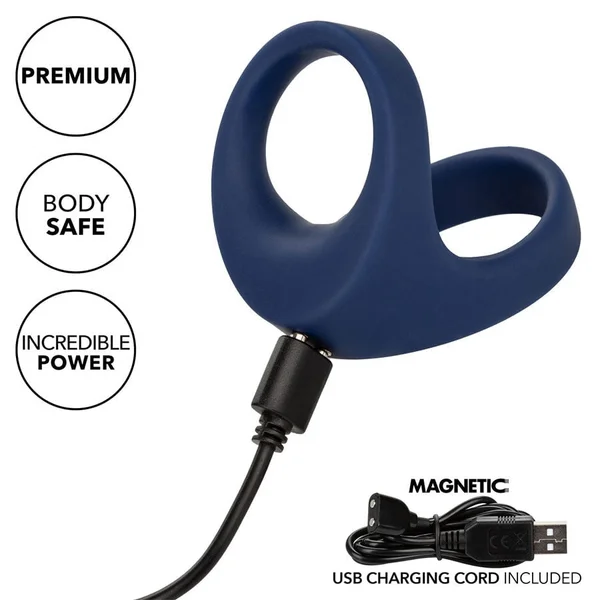 Viceroy Silicone Rechargeable Max Dual Vibrating Cock Ring Blue — image 7 of 10