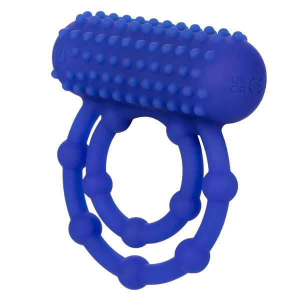 Silicone Rechargeable 10 Bead Maximus Double Cock Ring Blue — image 5 of 8