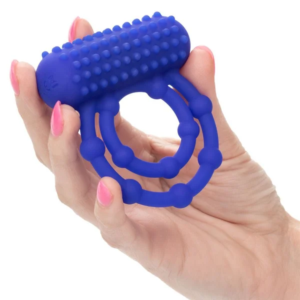 Silicone Rechargeable 10 Bead Maximus Double Cock Ring Blue — image 2 of 8