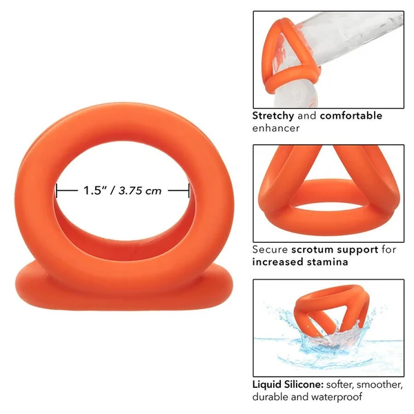 Alpha Liquid Silicone Tri-Ring Erection Enhancer Orange — image 7 of 8
