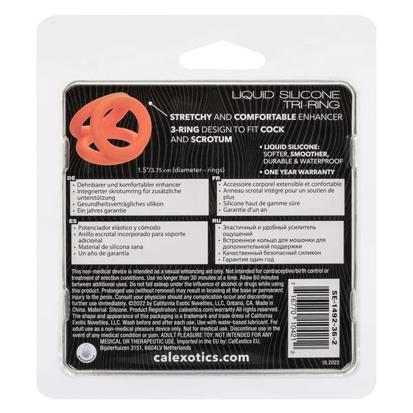 Alpha Liquid Silicone Tri-Ring Erection Enhancer Orange — image 8 of 8