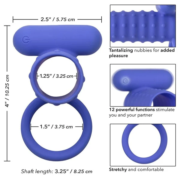 Silicone Rechargeable Endless Desires Vibrating Erection Enhancer Blue — image 7 of 8