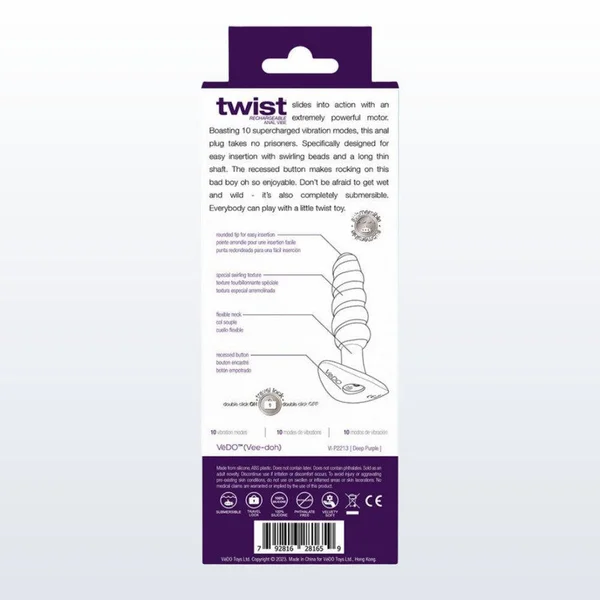 VeDO Twist Plug VIbrating Butt Plug - Purple — image 23 of 23