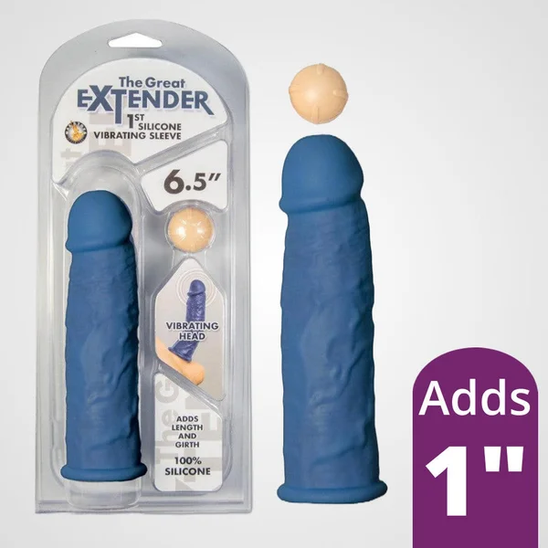 The Great Extender 1st Vibrating Penis Sleeve 6.5" - Blue — image 3 of 3