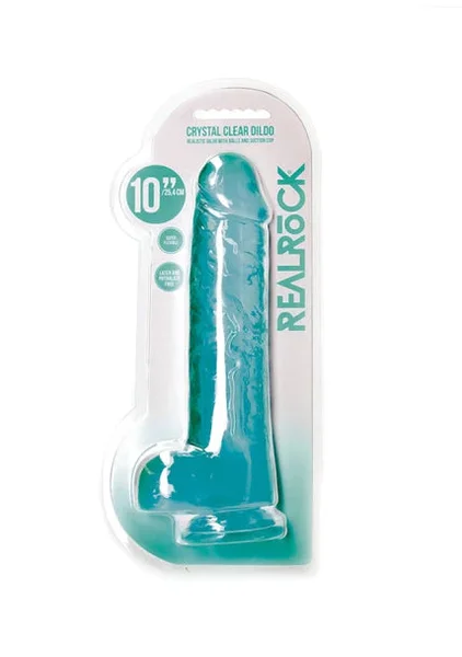 Realrock Realistic Dildo With Balls 10" / 25.4 cm Turquoise — image 3 of 4