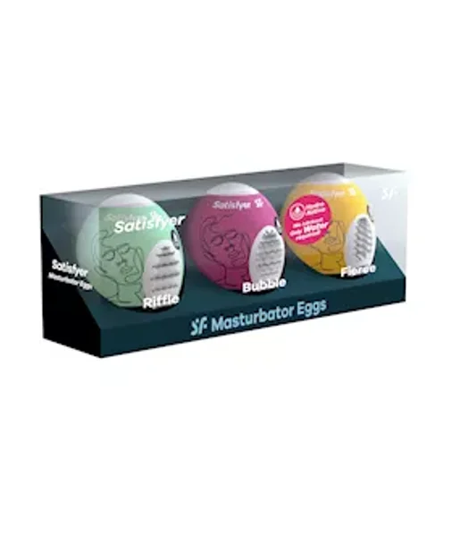 Satisfyer Masturbator Eggs Set Of 3 Riffle Bubble Fierce — image 5 of 6