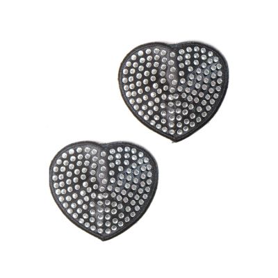 Coquette Silver Rhinestone Heart Pasties