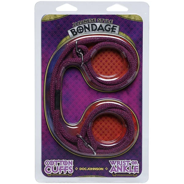 Japanese Style Bondage - Cotton Wrist or Ankle  Cotton Cuffs - Purple — image 4 of 5