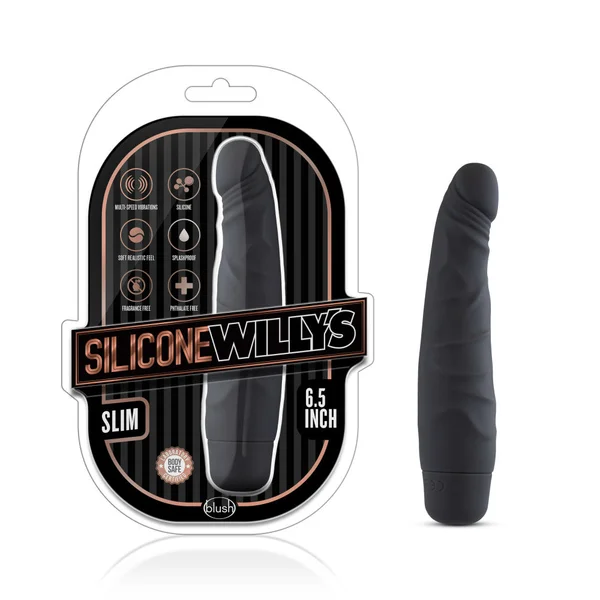Silicone Willy's - Slim - 6.5 Inch Vibrating Dildo - Black — image 8 of 10