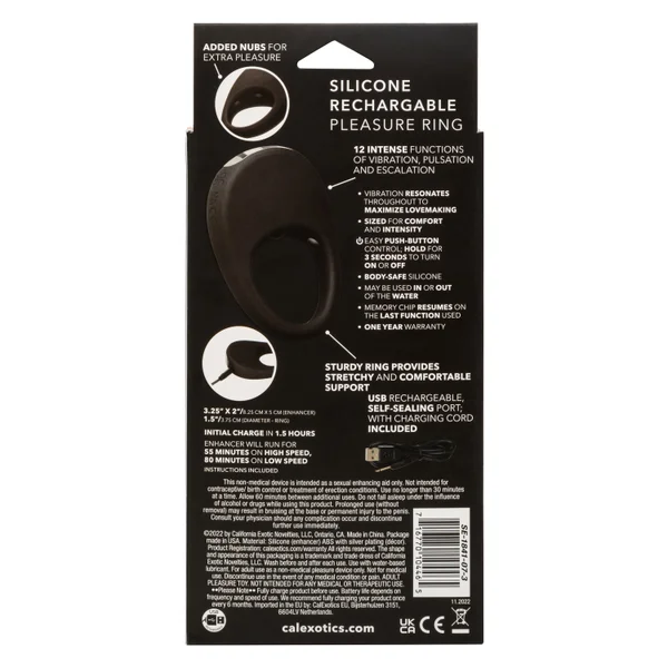 Silicone Rechargeable Pleasure Ring Vibrating Cock Ring By CalExotics — image 19 of 24