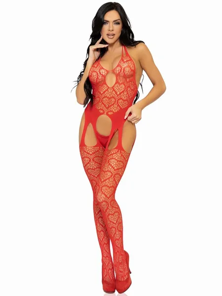 Leg Avenue Red Heart Crotchless Net Suspender Bodystocking — image 4 of 4