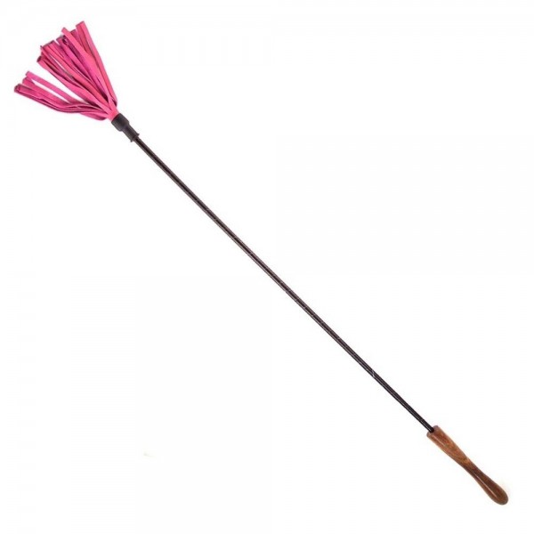 Rouge Wooden Handle Riding Crop - Pink
