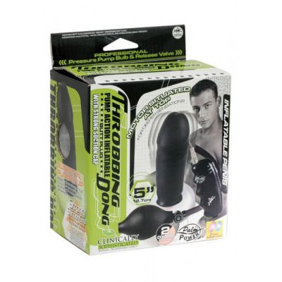Throbbing Dong Inflatable Vibrating Butt Plug Black