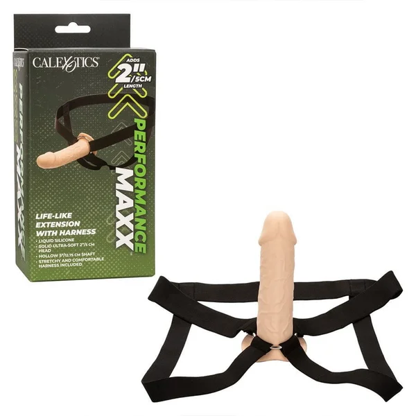 Performance Maxx Realistic Hollow Penis Extension with Harness Brown or Tan — image 3 of 12