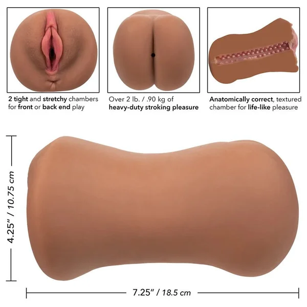 Stroke It Dual Entry Pussy and Ass Double Sided Masturbator (Brown/White) — image 8 of 10
