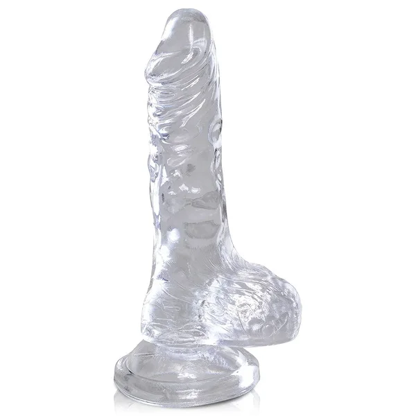 4 Inch King Cock Clear Dildo With Balls and Suction Cup — image 2 of 6
