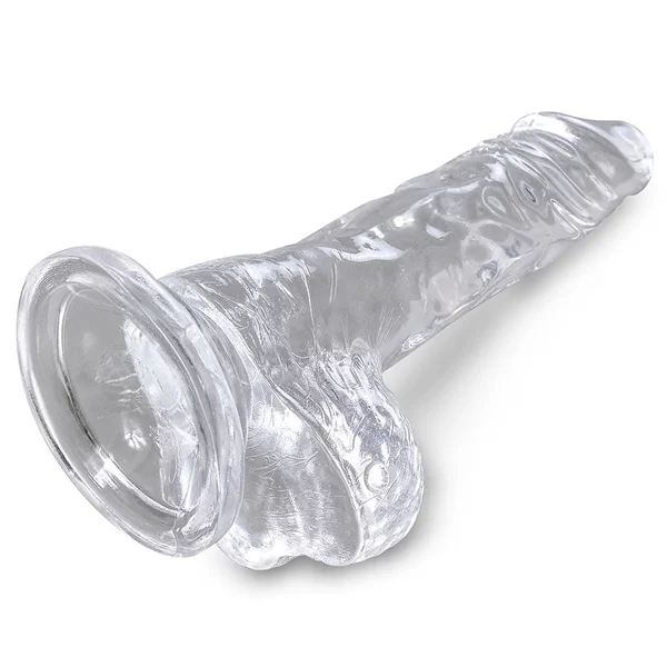 4 Inch King Cock Clear Dildo With Balls and Suction Cup — image 4 of 6