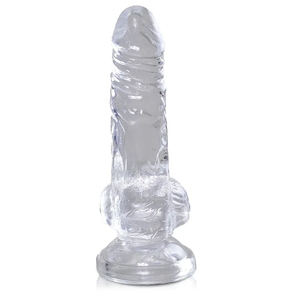 4 Inch King Cock Clear Dildo With Balls and Suction Cup — image 3 of 6