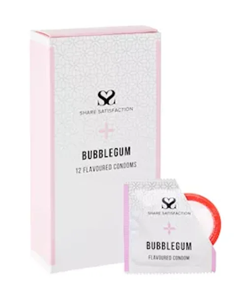 Share Satisfaction Bubblegum Flavoured Condom - 12 Pack - Bubblegum — image 8 of 14