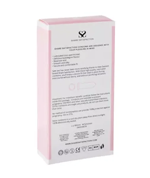 Share Satisfaction Bubblegum Flavoured Condom - 12 Pack - Bubblegum — image 12 of 14