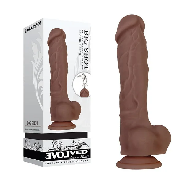 8 Inch Rechargeable Silicone Vibrating Squirting Dildo with Balls — image 3 of 11