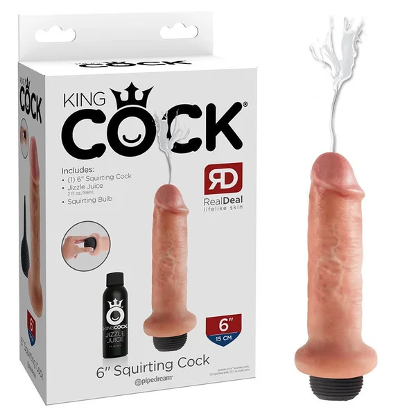 King Cock 6 Inch Squirting Realistic Dildo (Tan/White) — image 2 of 10