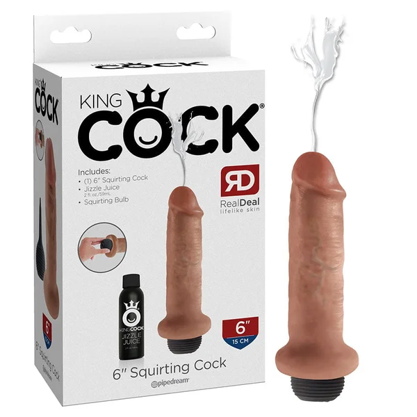 King Cock 6 Inch Squirting Realistic Dildo (Tan/White) — image 3 of 10
