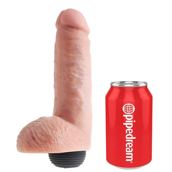 King Cock 8 Inch Squirting Realistic Dildo with Balls (Tan/White) — image 7 of 10
