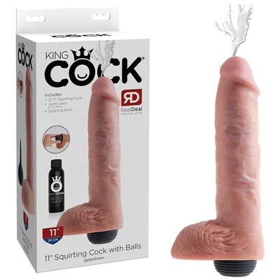 King Cock 11 Inch Huge Squirting Realistic Dildo with Balls