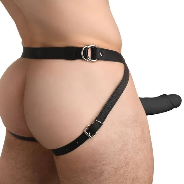 6.3 Inch Realistic Black Silicone Hollow Strap On for Men — image 4 of 6