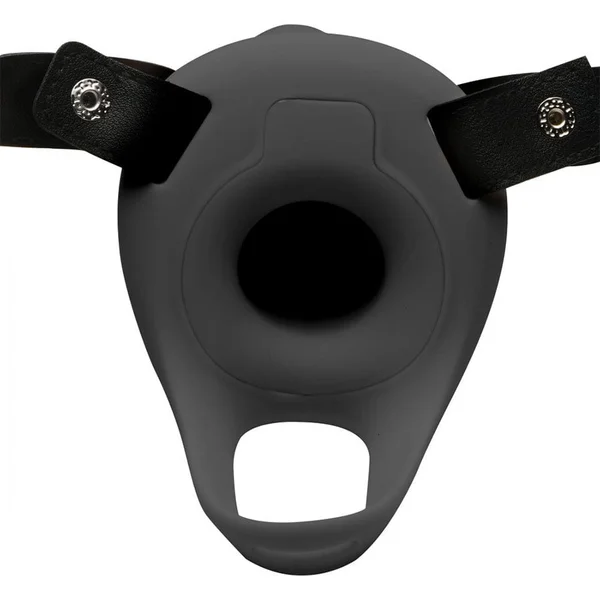 6.3 Inch Realistic Black Silicone Hollow Strap On for Men — image 3 of 6
