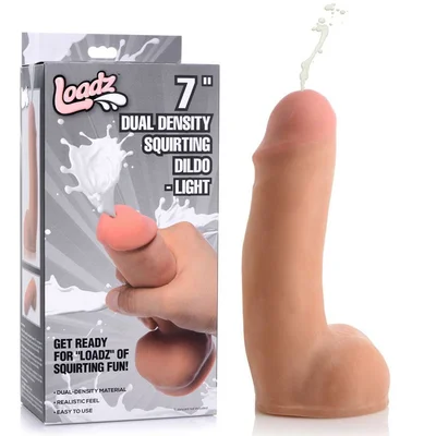 Loadz Natural 7 Inch Realistic Dual Density Squirting Dildo with Balls
