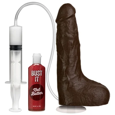 Bust It 8 5 Inch Realistic Squirting Dildo with Balls White Black