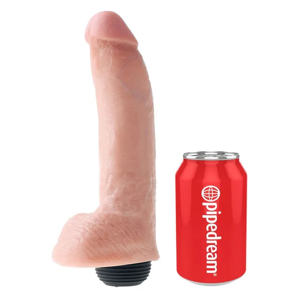 King Cock 9 Inch Squirting Realistic Dildo with Balls (Tan/White) — image 5 of 10