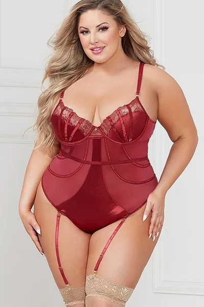 Seven Til Midnight Intimate Times - Mesh Teddy in Satin & Lace — image 9 of 12