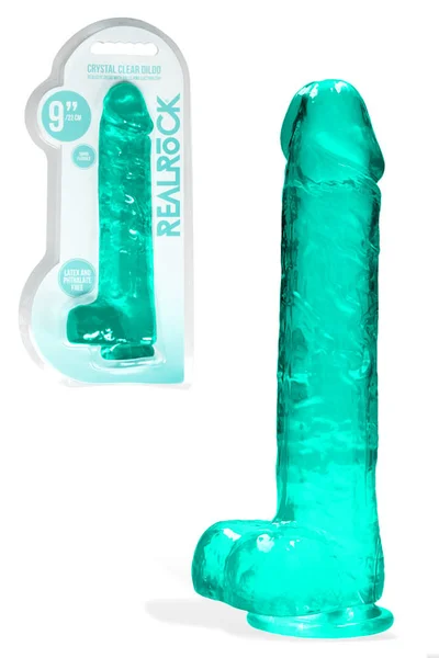 RealRock Crystal Clear - 9.8" Realistic Dildo with Balls & Suction Cup Base — image 6 of 10