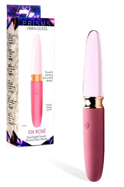 Prisms Erotic Glass Vibra-Glass: 10X Rosé - Dual Ended 7" Silicone/Glass Vibrator — image 6 of 10