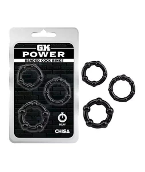 Beaded Cock Ring Set - Black - 3 Pack — image 2 of 2