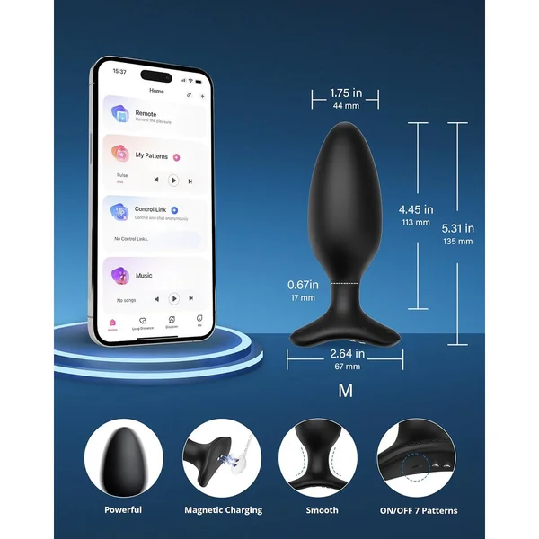 Lovense Hush 2 Medium App Enabled Silicone Waterproof Rechargeable Vibrating Butt Plug — image 10 of 19