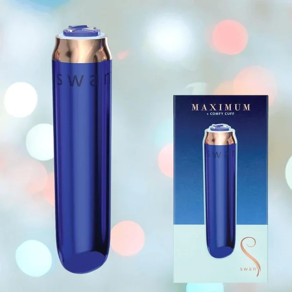 Swan Maximum Rechargeable Waterproof Bullet Vibrator With Silicone Comfy Cuff – Blue — image 11 of 13
