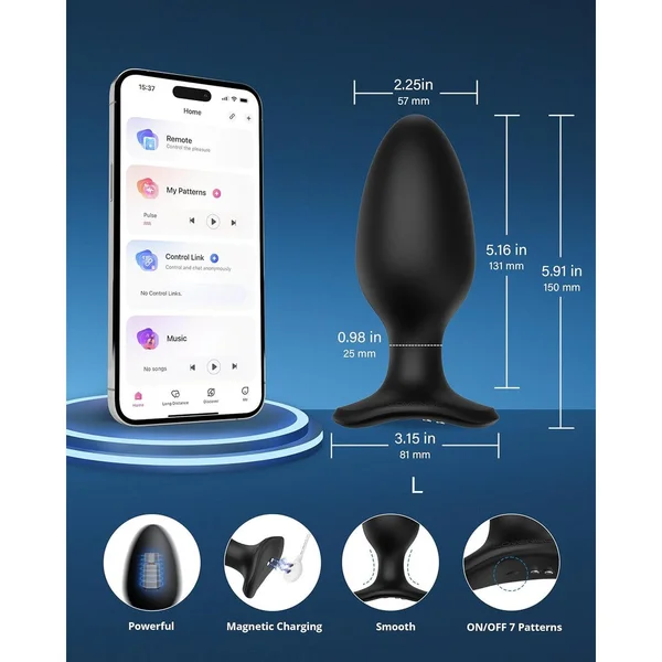 Lovense Hush 2 Large App Enabled Silicone Waterproof Rechargeable Vibrating Butt Plug — image 10 of 18